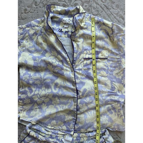 The Lazy Poet Pajama Set Women’s Medium – Nina Sleepy Monkey Pattern 100% Linen - Picture 3 of 8